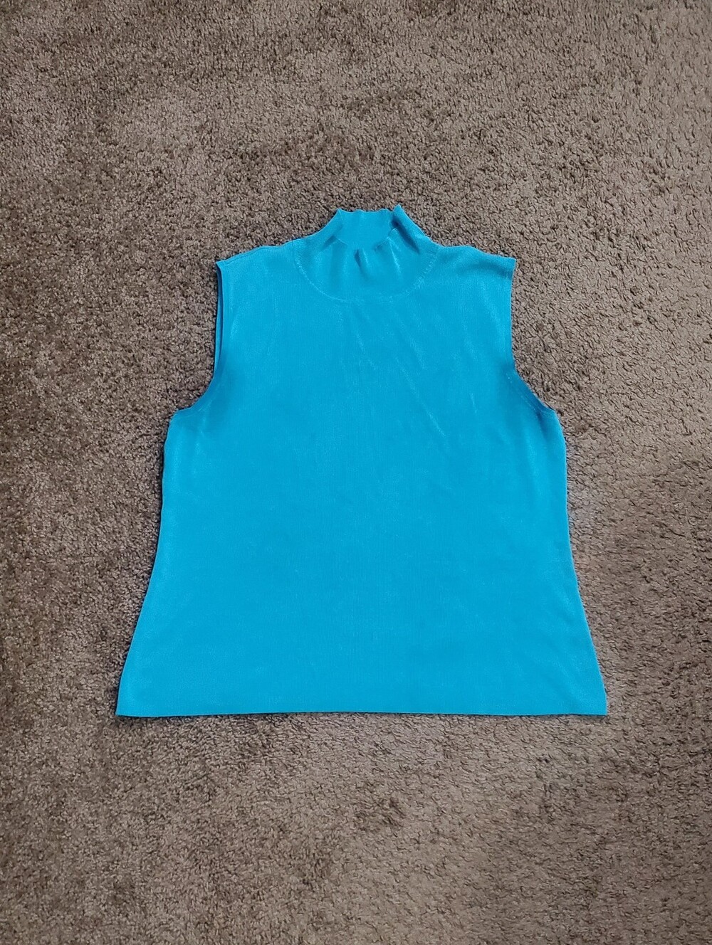 Chicos Womens Sleeveless Mock Neck Tank Top - Bright Teal